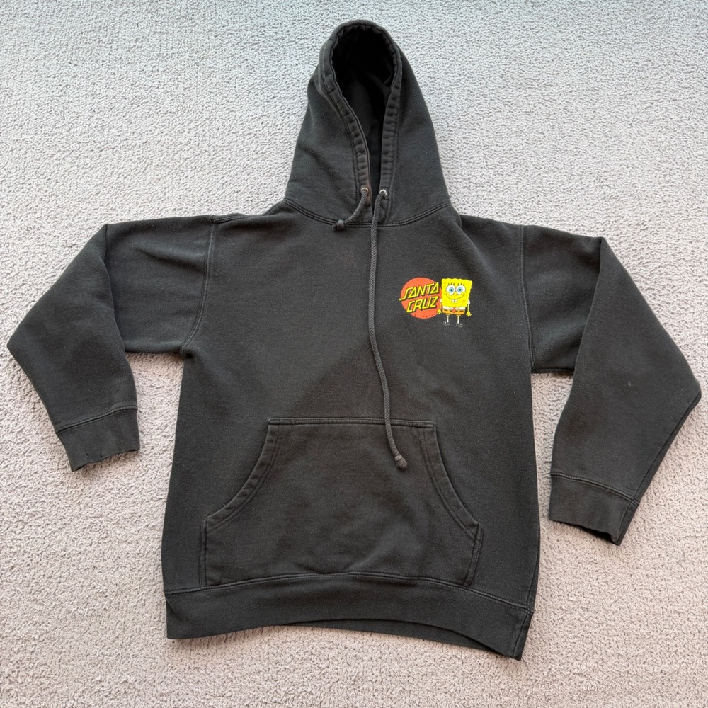 Santa Cruz x SpongeBob SquarePants Black Graphic Pullover Hoodie Mens Small